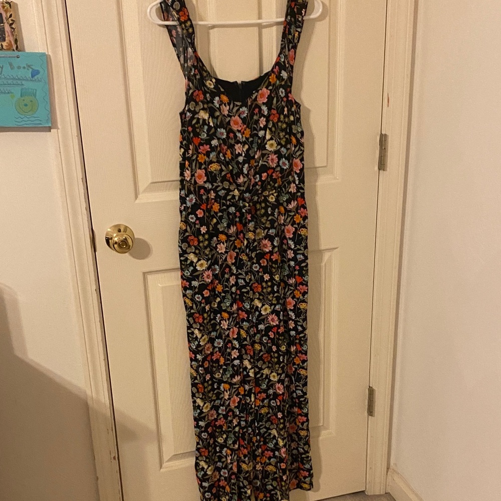 LOFT Floral Jumpsuit - Black and Multicolor